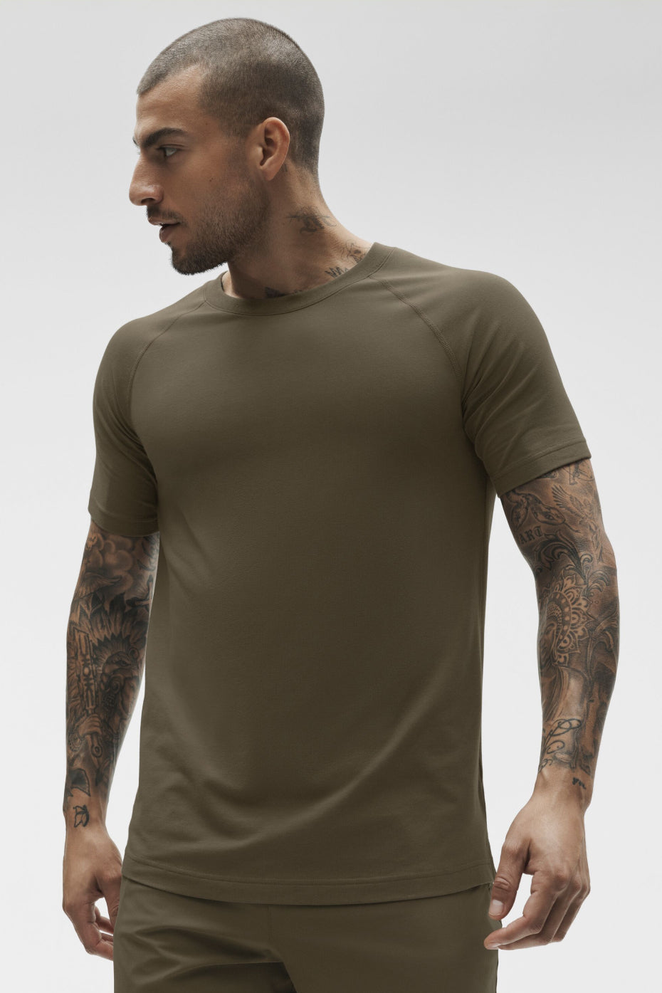 ALO Vapor Crewneck Short Sleeve - Olive Tree - Image 3