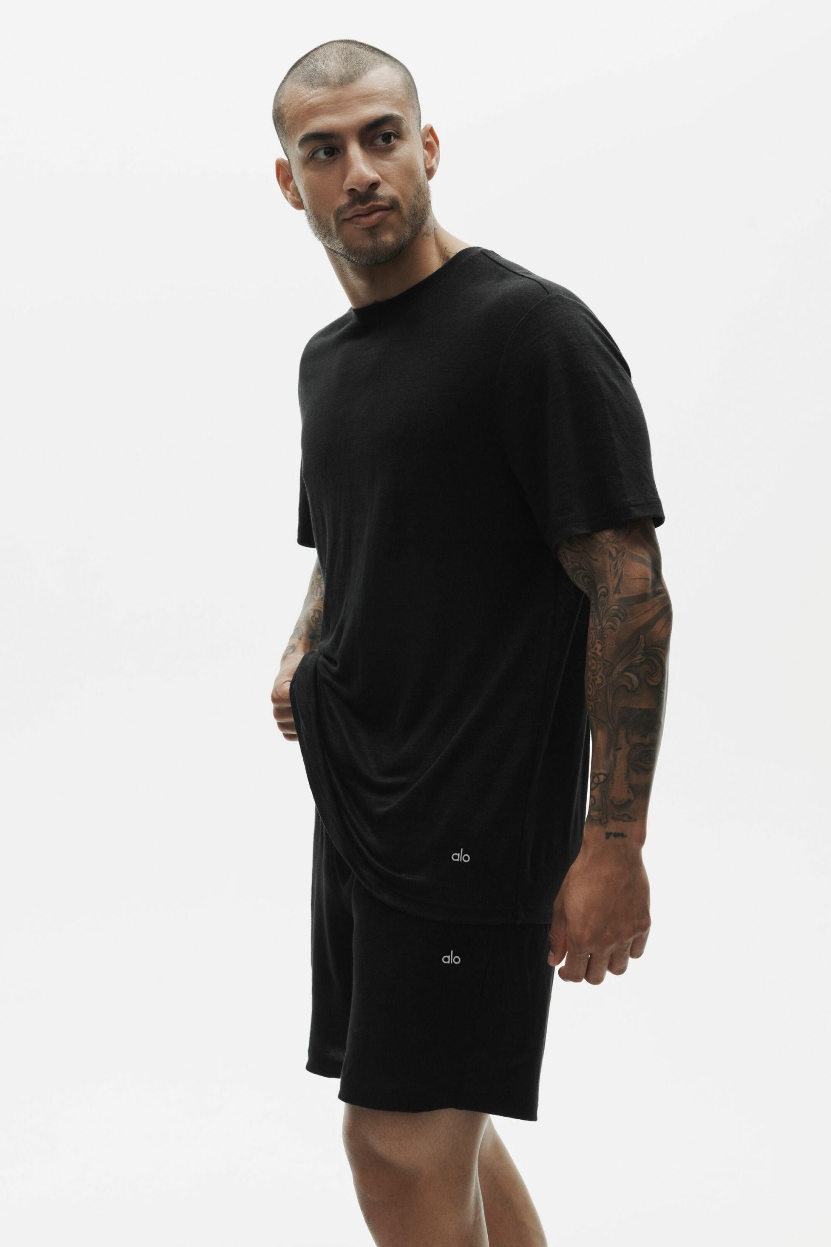Linen Jersey Coastal Short Sleeve Tee - Black - Image 3