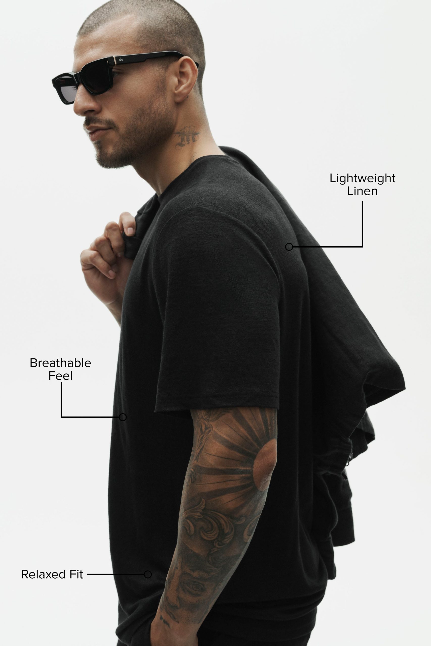 Linen Jersey Coastal Short Sleeve Tee - Black - Image 2
