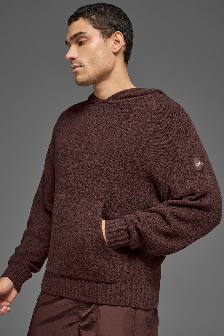 Textured Knit Hoodie - Brownstone - Image 3