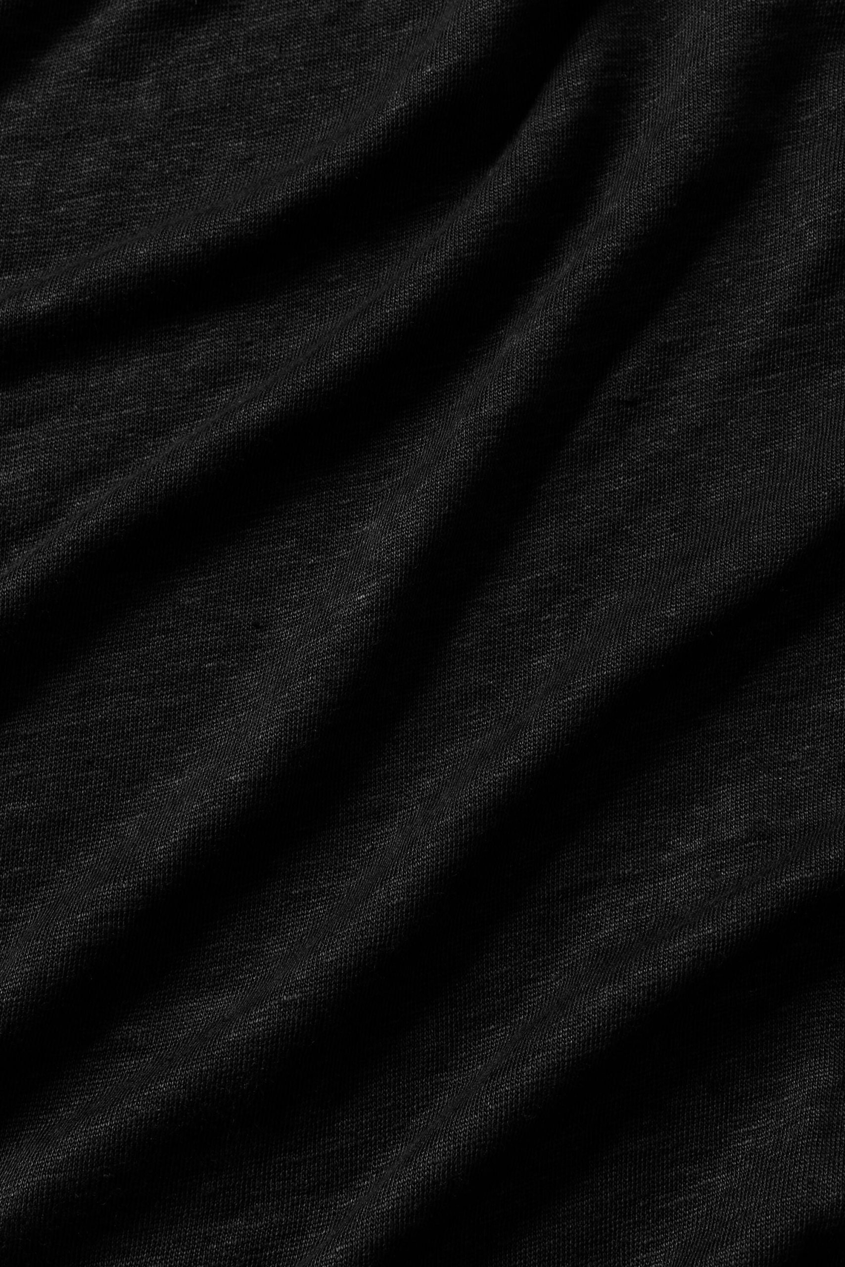 Linen Jersey Coastal Long Sleeve Button Up - Black - Image 6