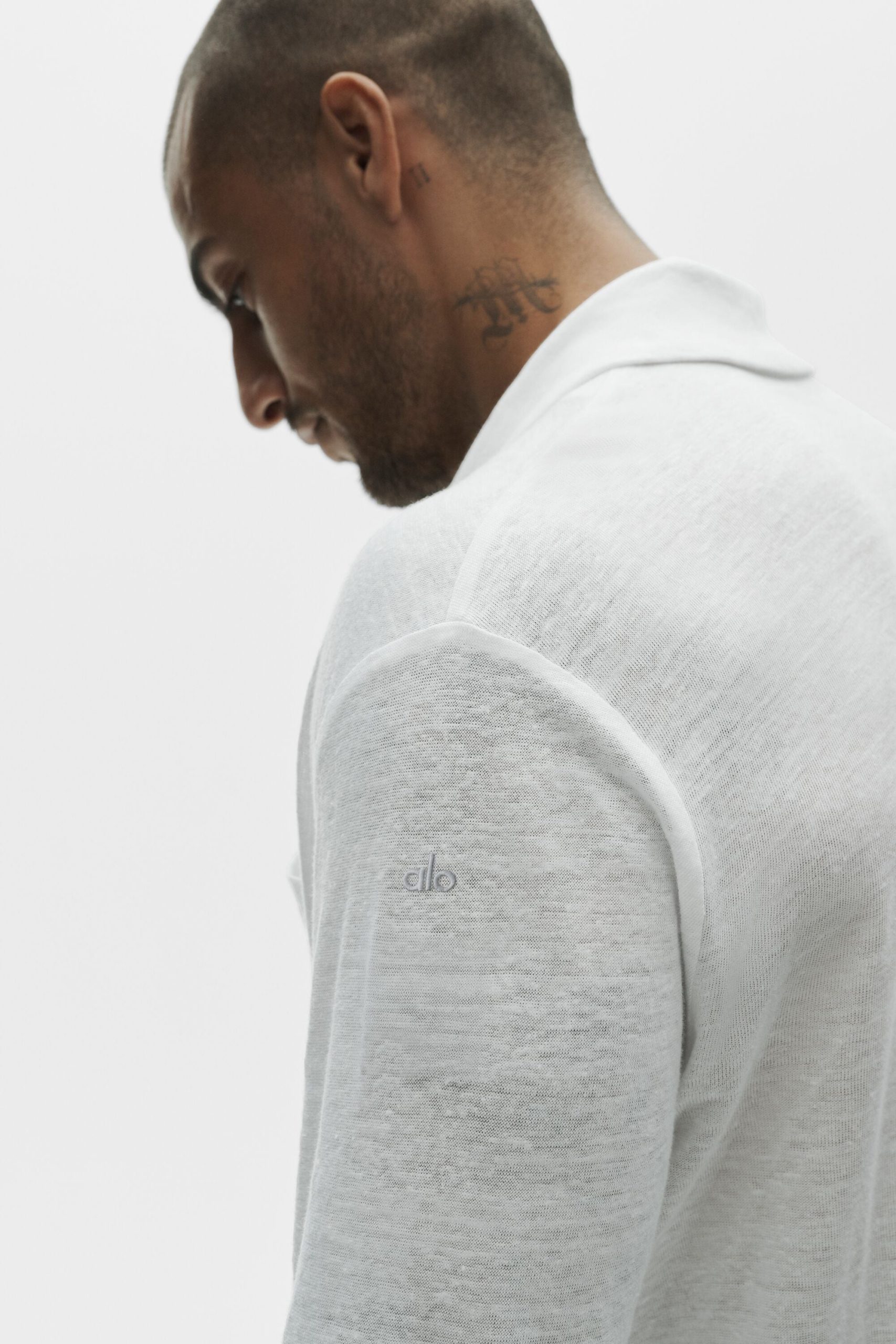 Linen Jersey Coastal Long Sleeve Button Up - White - Image 3