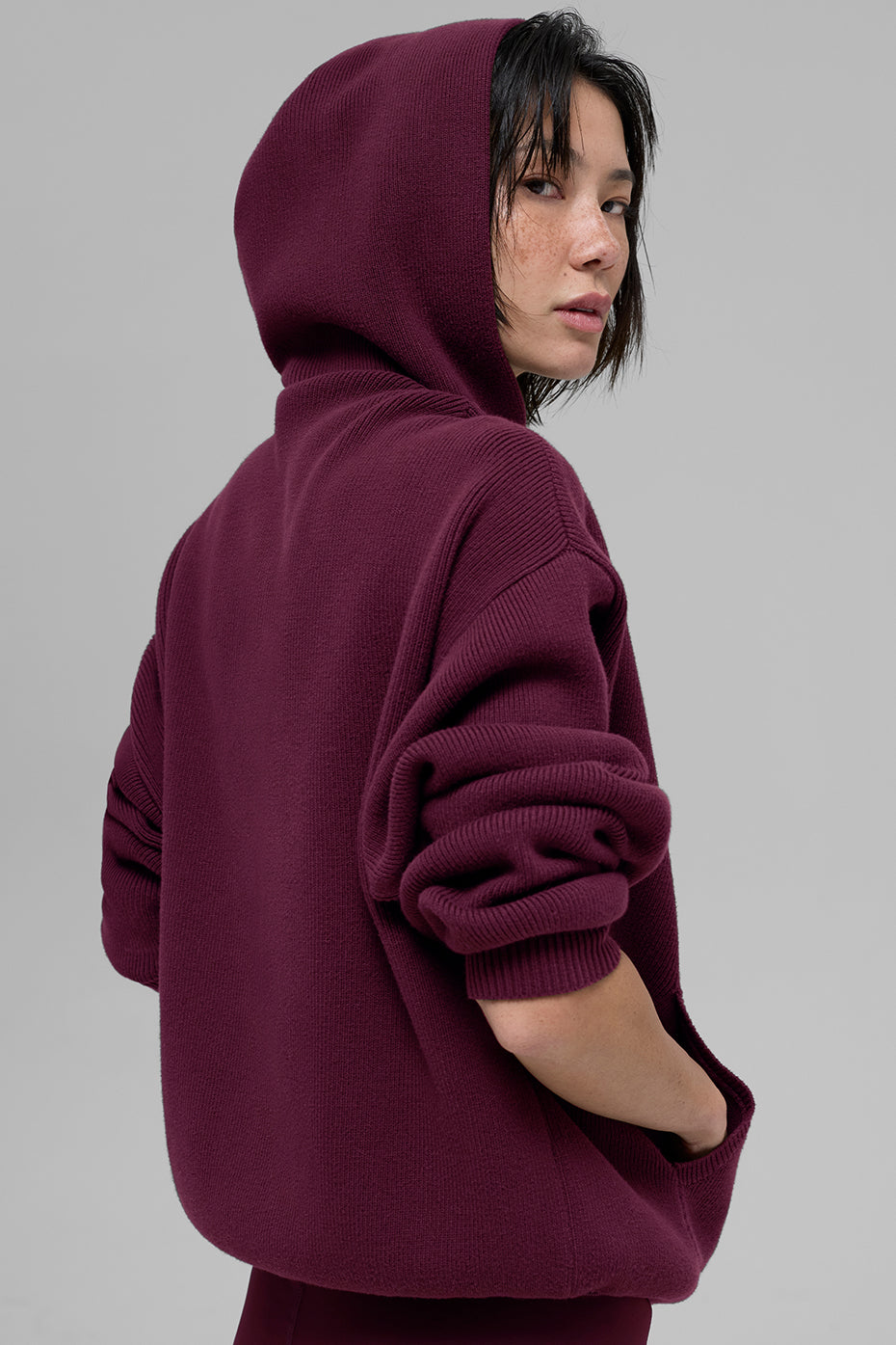 Scholar Hooded Sweater - Burgundy - Image 2