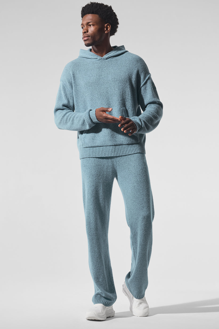 Wool Cashmere New Class Hoodie - Celestial Blue Granite Heather - Image 5
