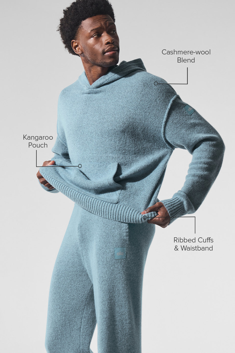 Wool Cashmere New Class Hoodie - Celestial Blue Granite Heather - Image 2