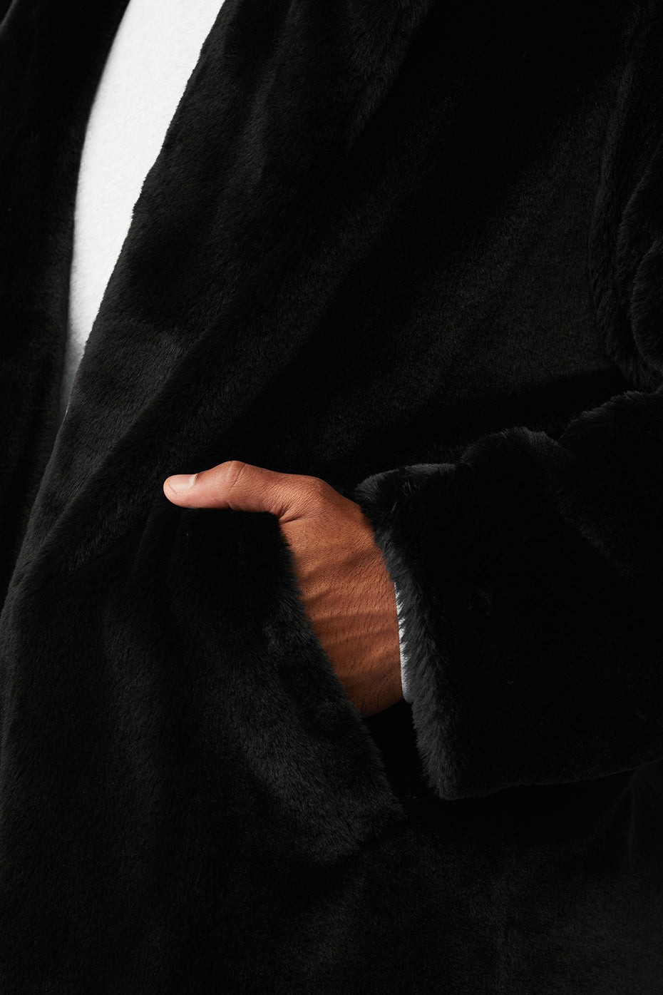 Oversized Faux Fur Trench - Black - Image 4