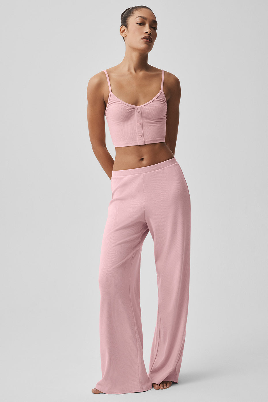 Ribbed Delicate Lounge Tank - Vintage Pink - Image 5