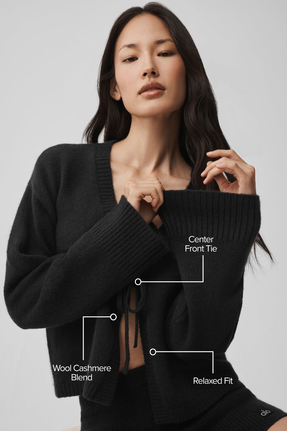 Wool Cashmere New Class Tie Cardigan - Black - Image 2