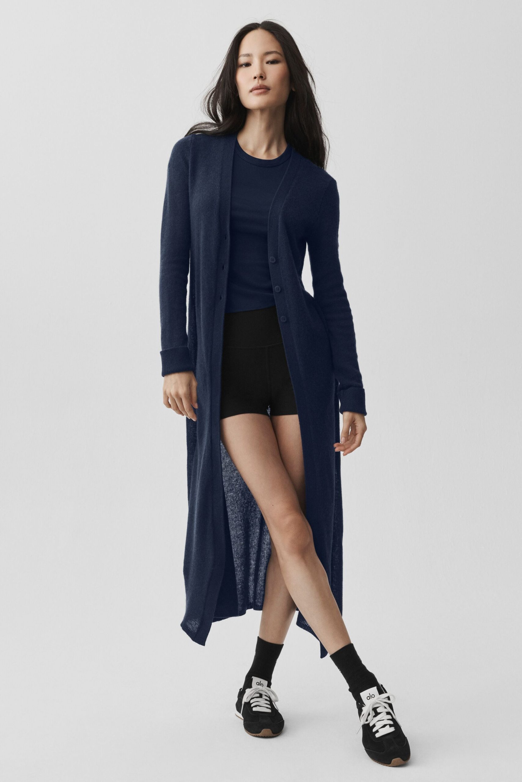 Sheer Cashmere Long Cardigan - Navy - Image 5