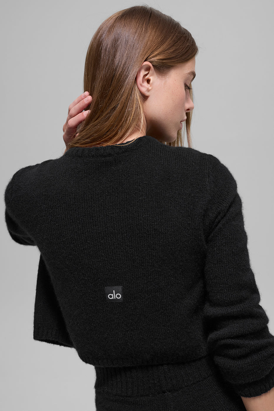 Wool Cashmere New Class Cropped Cardigan - Black - Image 3