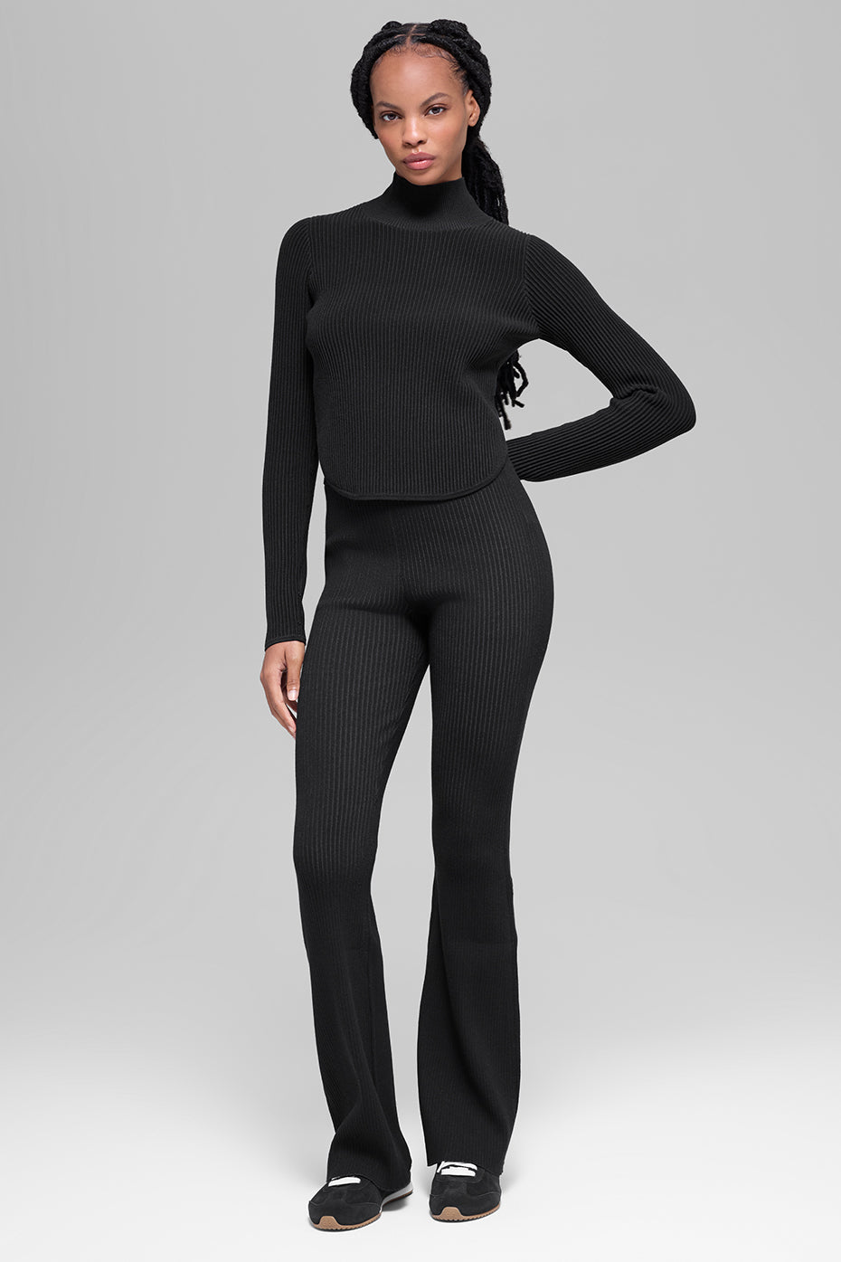Denim Knit Backless Long Sleeve - Black/Anthracite - Image 5