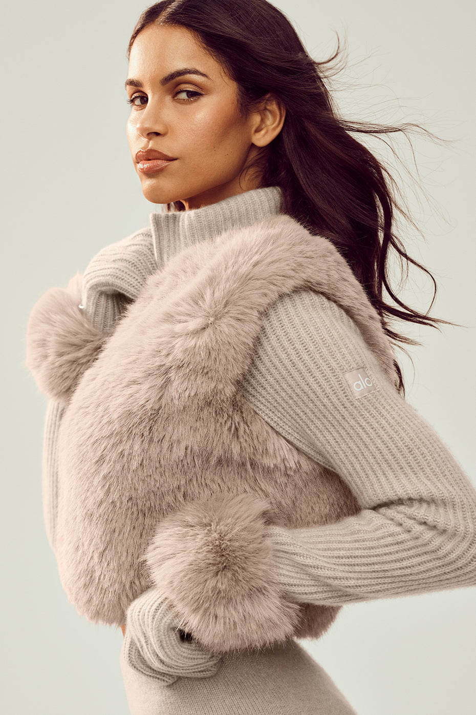 Faux Fur Cashmere Northstar Full Zip - Oat Heather - Image 3