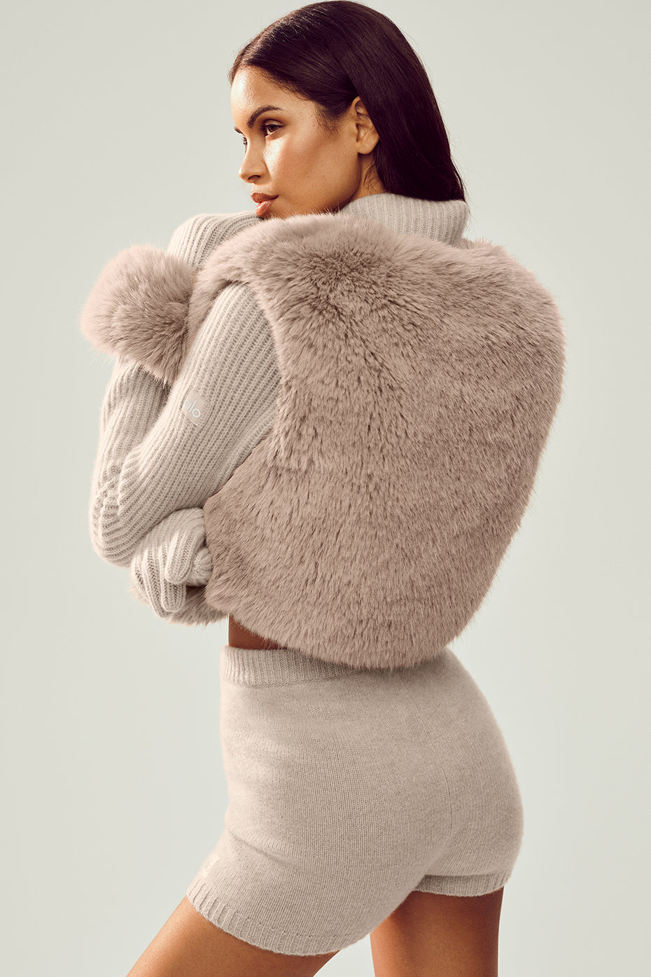 Faux Fur Cashmere Northstar Full Zip - Oat Heather - Image 2