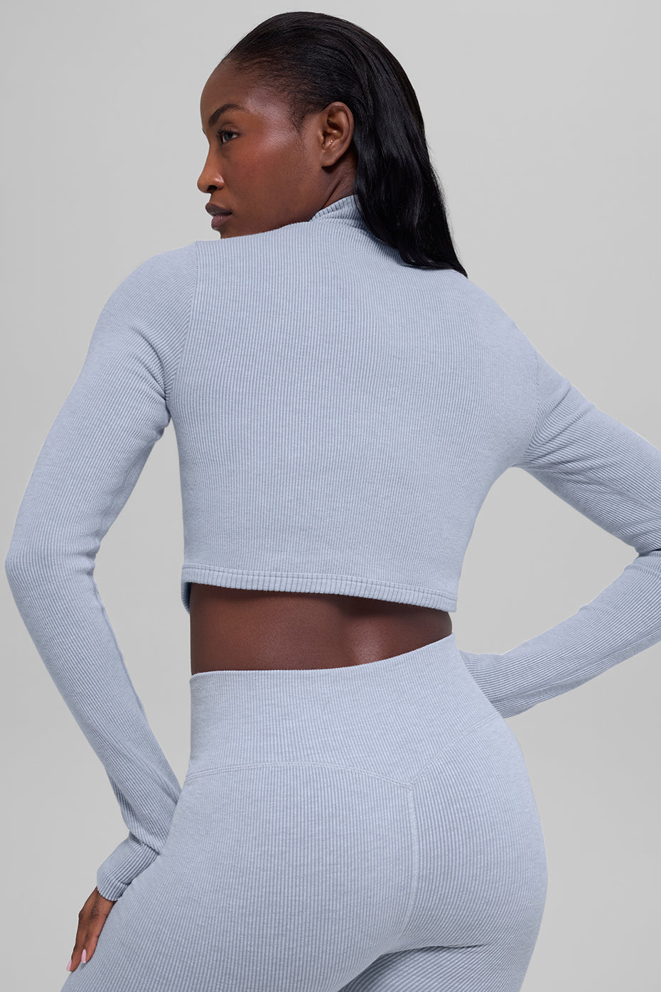 Seamless Two Tone Rib Jacket - Winter Frost Heather - Image 3