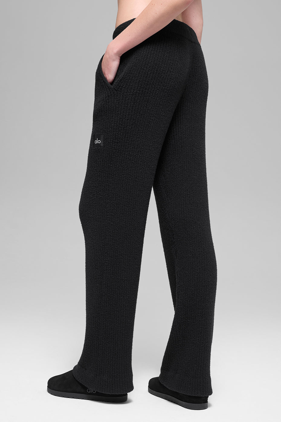Snuggle Up Sweater High-Waist Wide Leg Pant - Black - Image 3