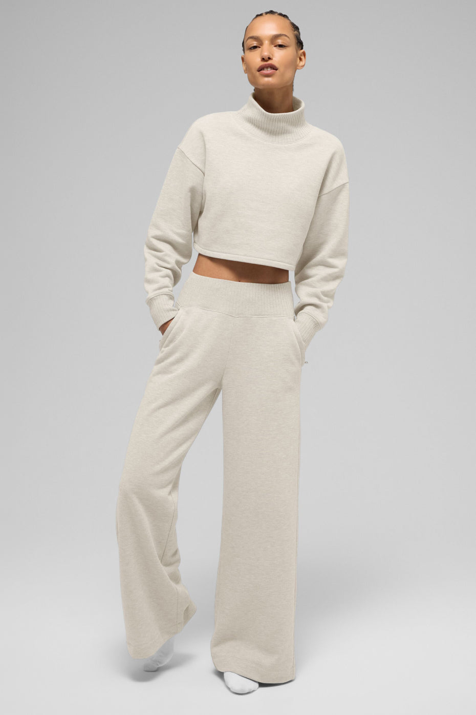 Serenity Wide Leg Sweatpant - Oatmeal Heather - Image 5