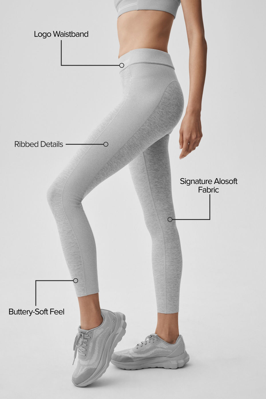Alosoft High-Waist 7/8 Relay Legging - Athletic Heather Grey/White - Image 2