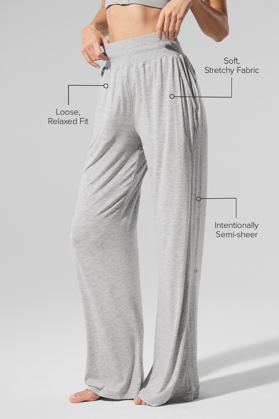 Semi-Sheer Delicate Lounge Flare Pant (Regular) - Athletic Heather Grey - Image 2