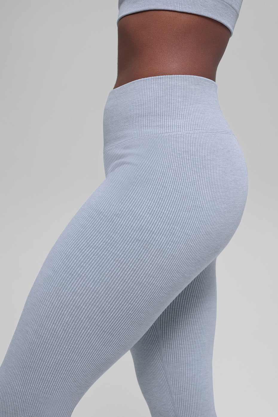 Seamless High-Waist Two Tone Rib Legging - Winter Frost Heather - Image 2