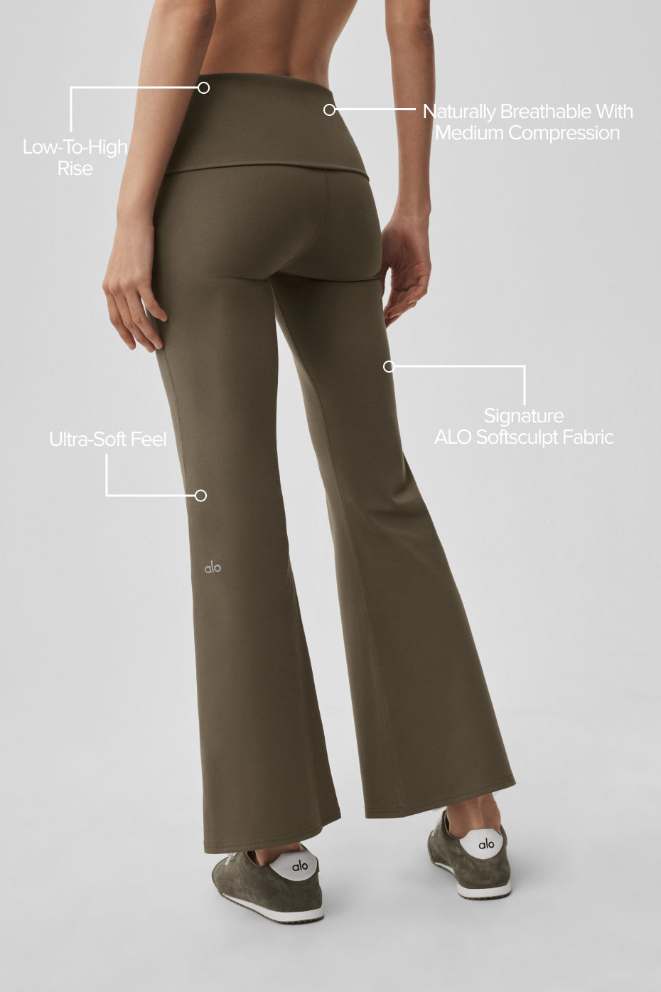 ALO Softsculpt 7/8 Foldover Flare Legging - Olive Tree - Image 2