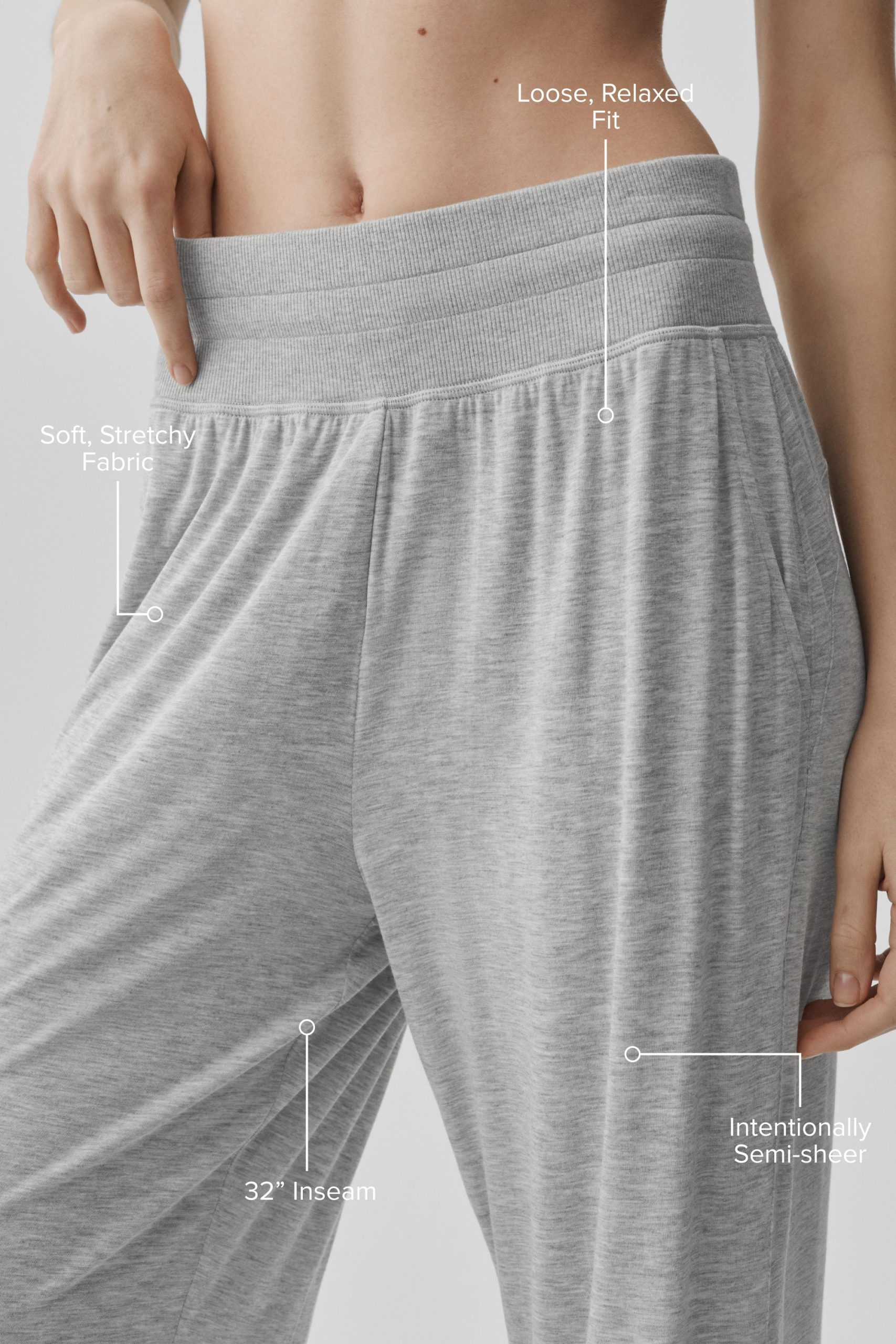 Semi-Sheer Delicate Lounge Flare Pant (Long) - Athletic Heather Grey - Image 2