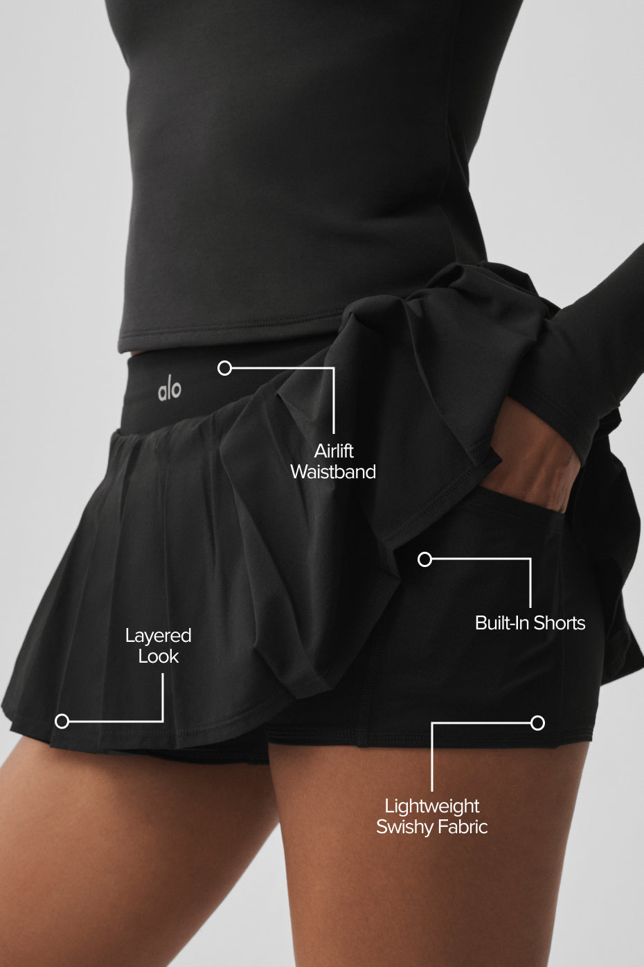 Double Or Nothing Tennis Skirt - Black - Image 2