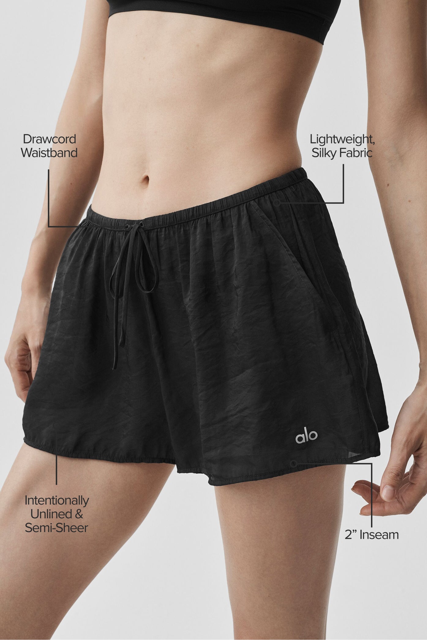 Semi-Sheer Golden Hour Mid-Rise Short - Black - Image 2