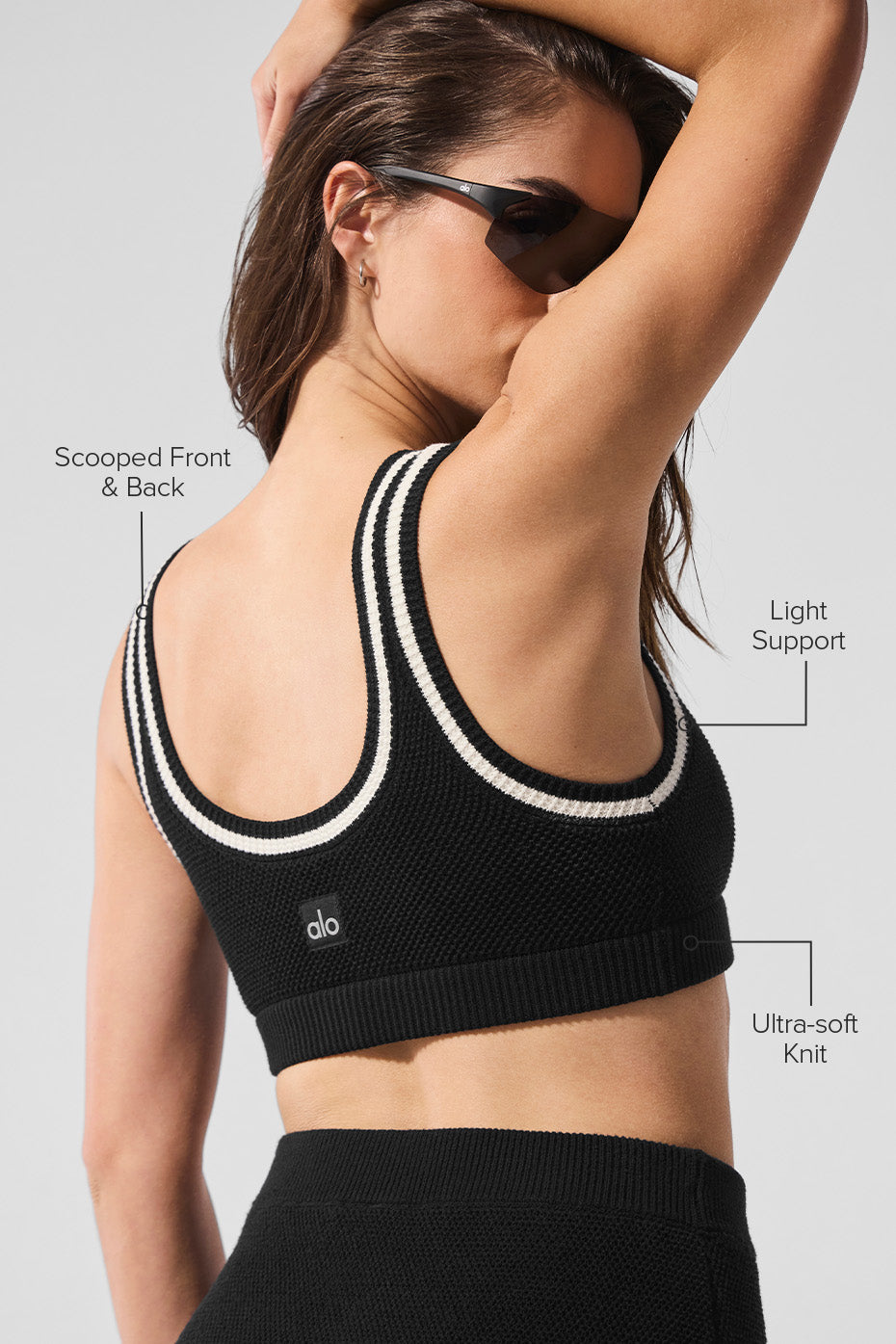 Tennis Club Sweater Knit Bra - Black/Ivory - Image 2