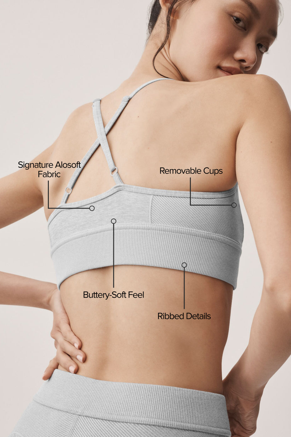 Alosoft Relay Bra - Athletic Heather Grey/White - Image 2